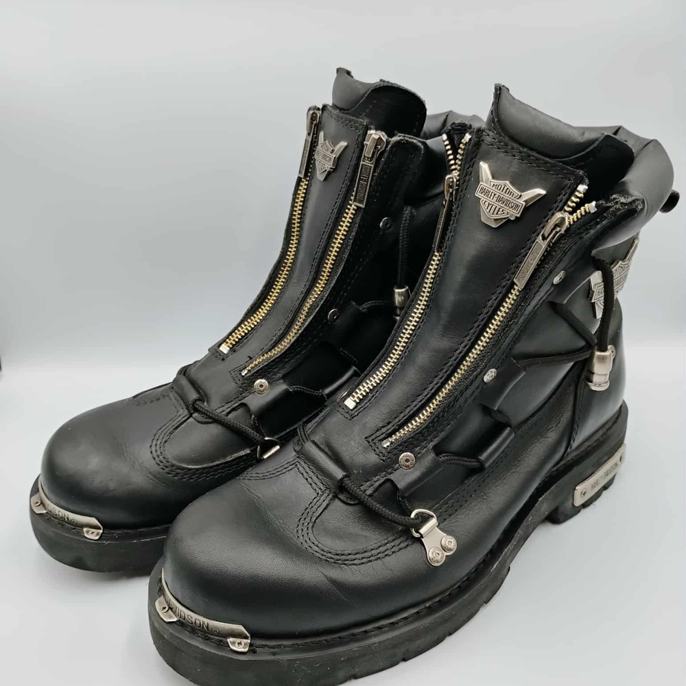 Harley-Davidson Black Leather Boots with Silver Accents